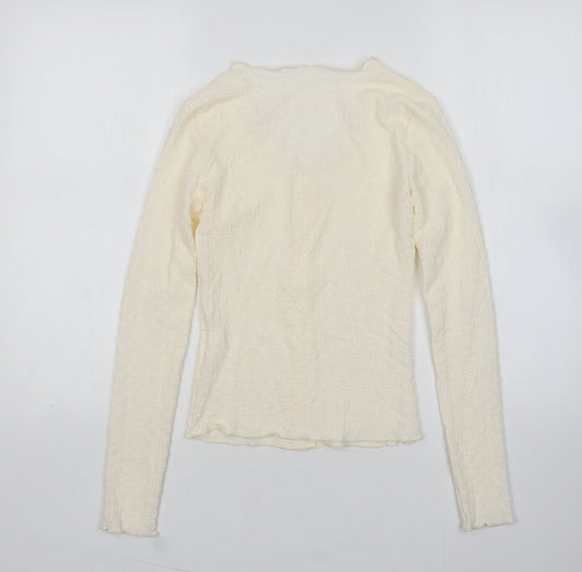 Shein  Womens Beige Round Neck  Polyester Cardigan Jumper Size XS