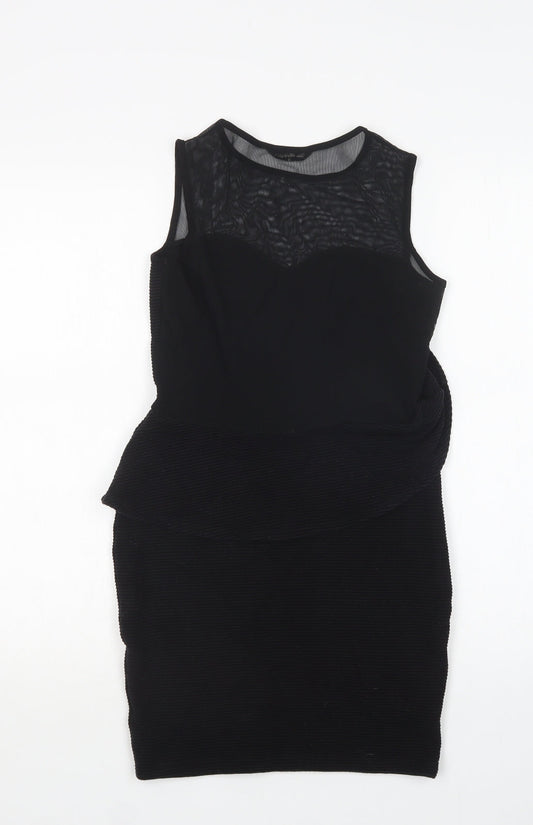 Miss Selfridge Womens Black Mini Size 10 Round Neck
