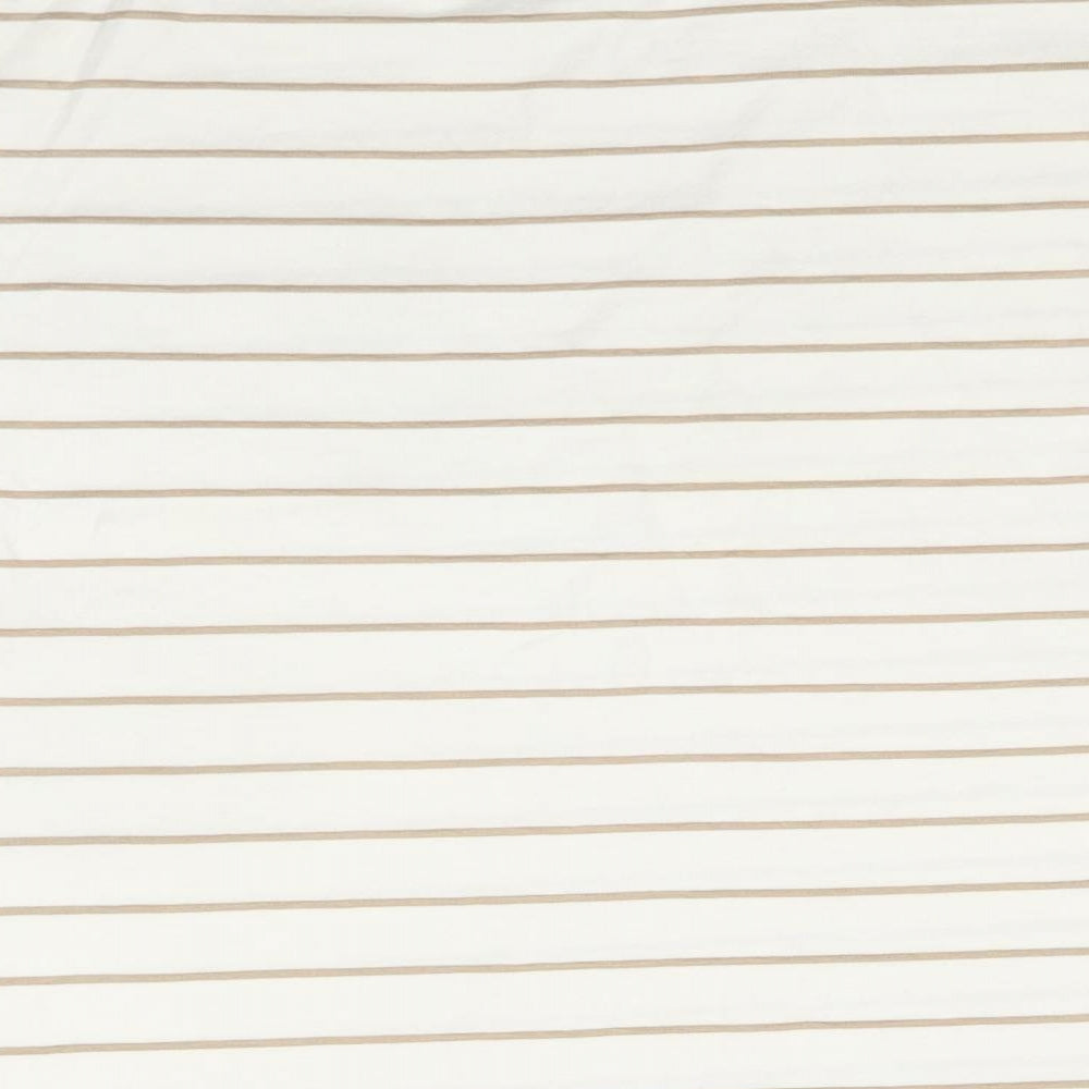 Time AND Tru Womens White Striped Cotton Basic T-Shirt Size 8 Round Neck