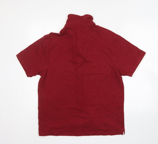 M&S Mens Red Cotton Polo Size M Collared