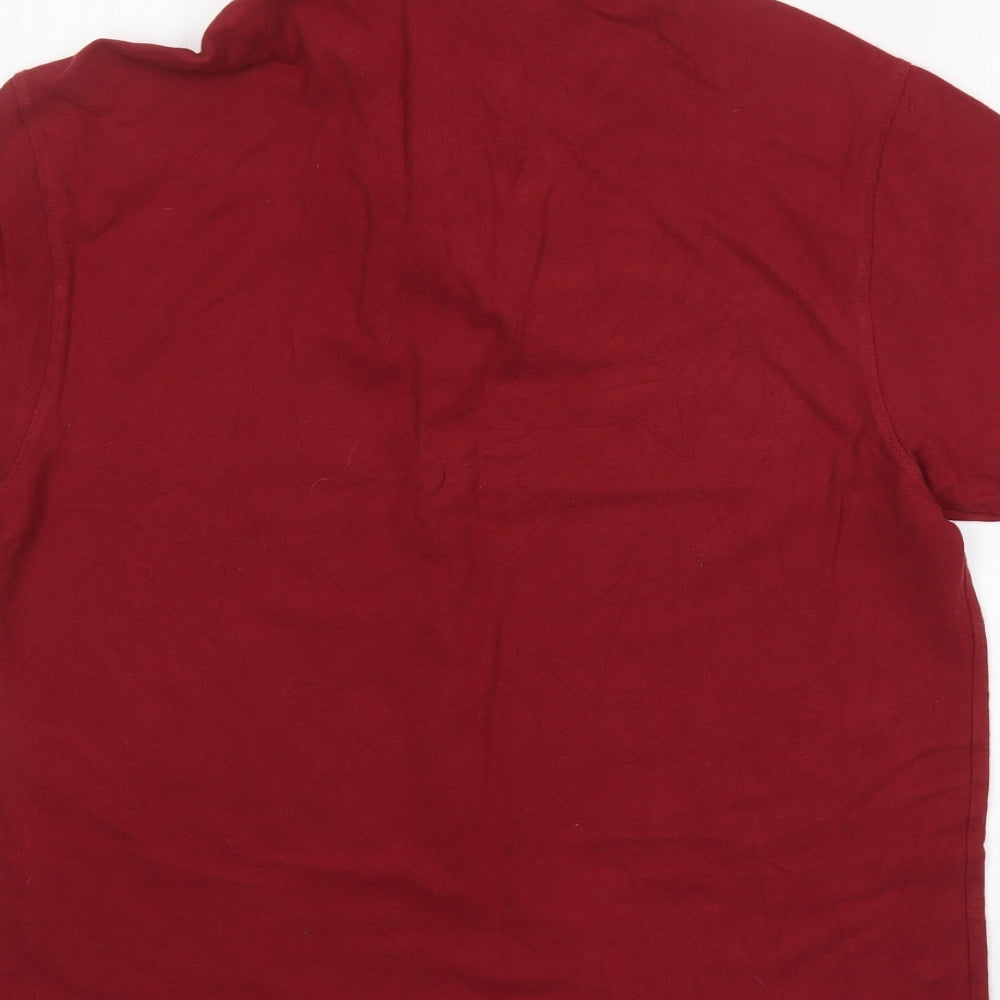 M&S Mens Red Cotton Polo Size M Collared
