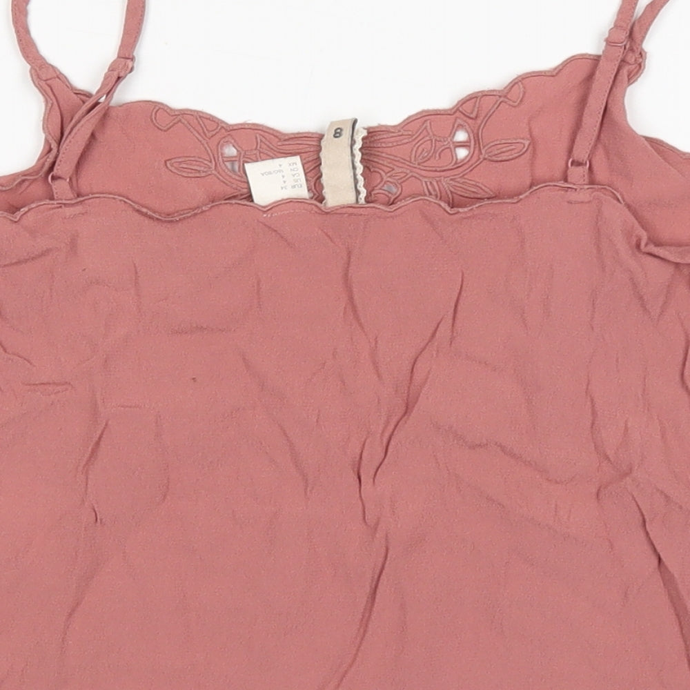 Womens UK Size 6 H&M Pink Cropped Tank