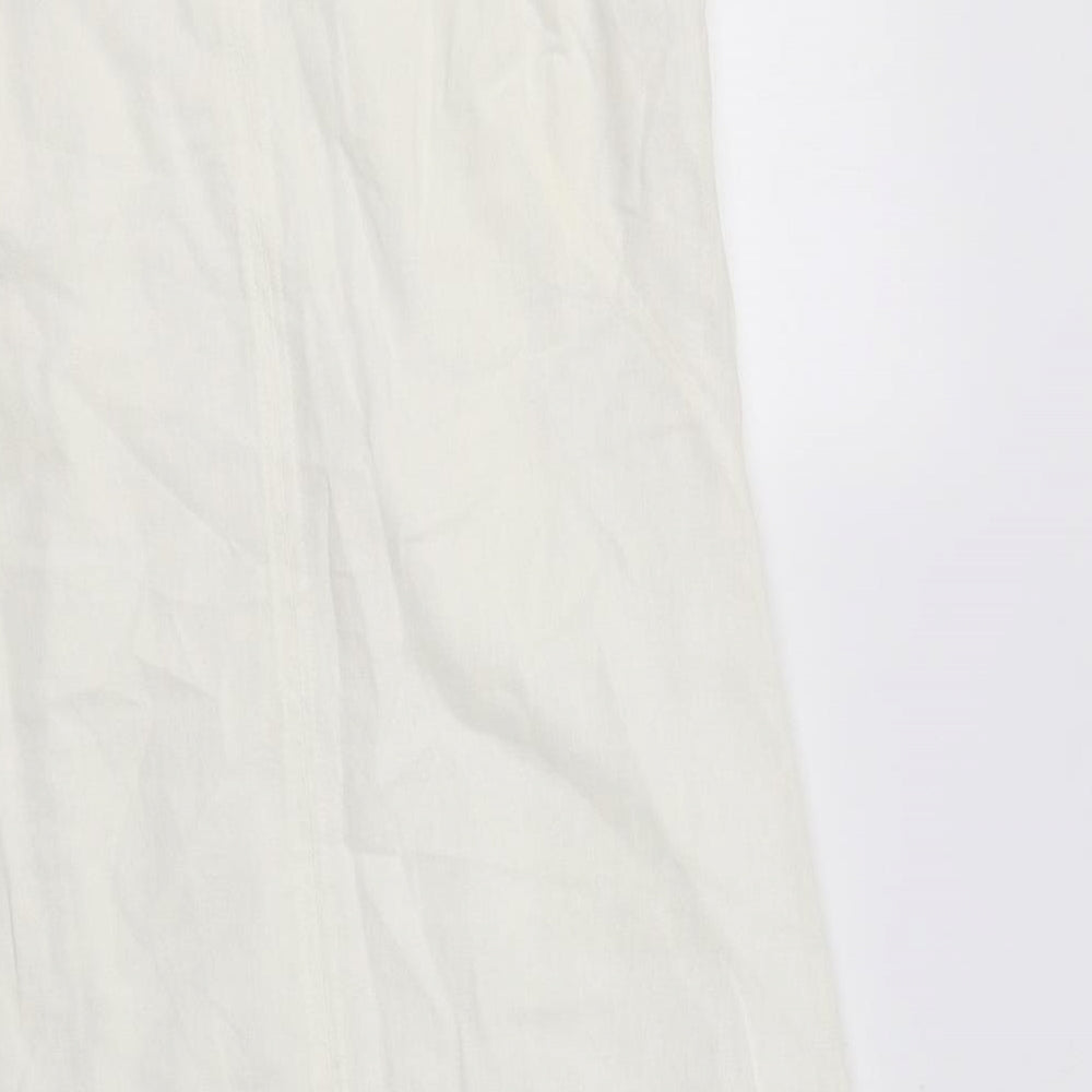 M&S Womens Ivory Linen A-Line Size 8 V-Neck