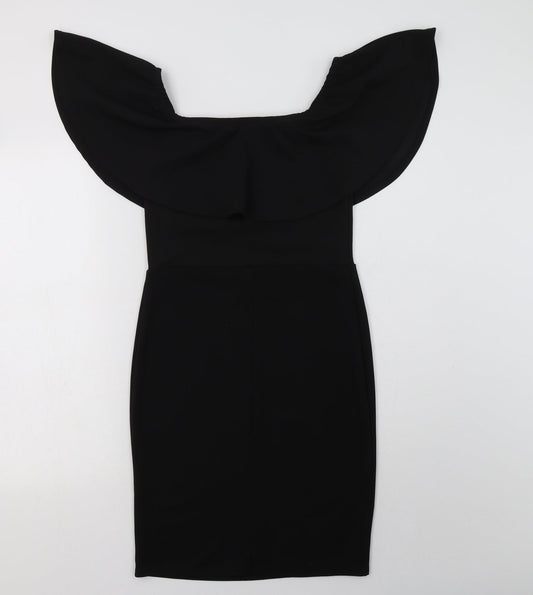Primark Womens Black Polyester Bodycon Size 8 Off the Shoulder