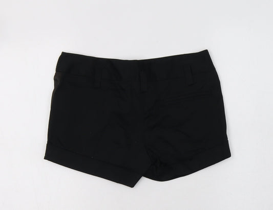 New Look Womens Black Cotton Chino Shorts Size 6 L3 in Regular Button