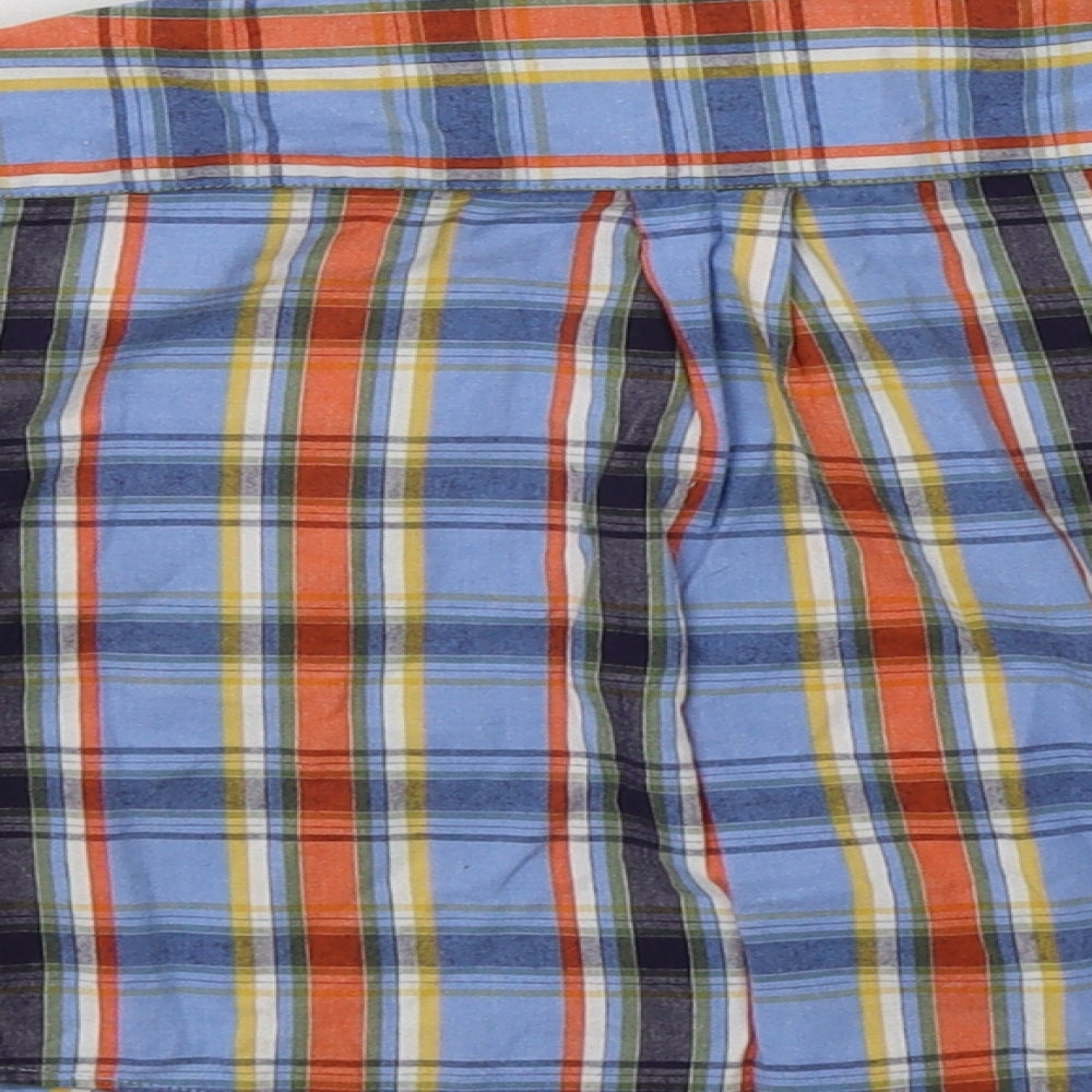 Brand and care label for Mackays Baby Blue Check Cotton Basic Button-Up, size 12-18, Months Collared Button