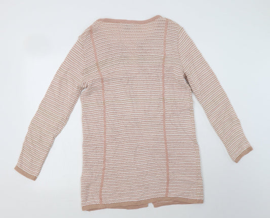 Primark Womens Pink Round Neck Striped Acrylic Cardigan Jumper Size M
