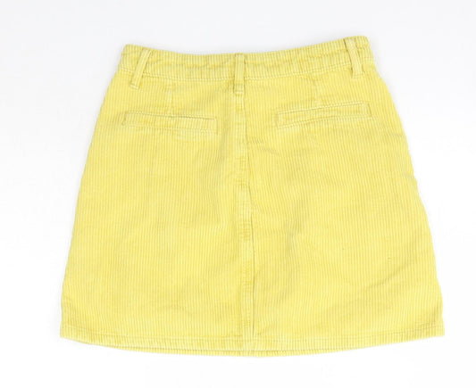 Missguided Womens Yellow Cotton A-Line Skirt Size 6