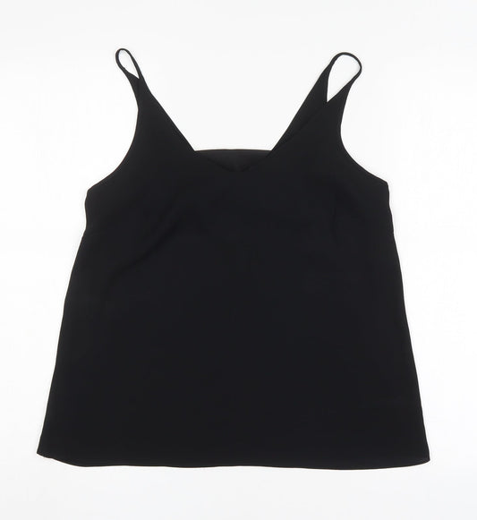 Papaya Womens Black Polyester Basic Blouse Size 10 V-Neck