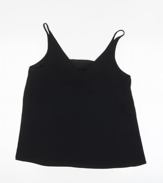 Papaya Womens Black Polyester Basic Blouse Size 10 V-Neck