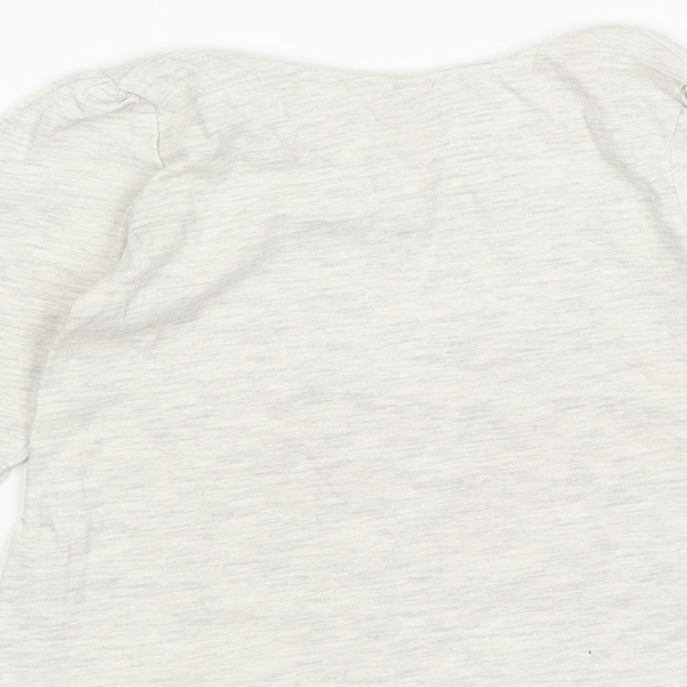 George Girls Grey Cotton Basic T-Shirt Size 6-9 Months Round Neck