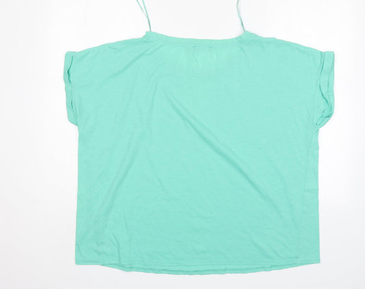 George Womens Green Cotton Basic T-Shirt Size 24 Round Neck