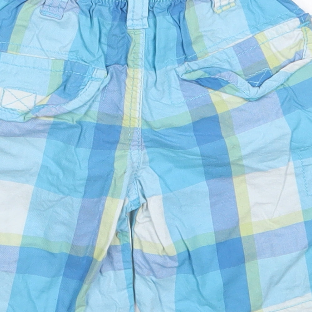 Early Days Boys Blue Check Cotton Cropped Trousers Size 12-18 Months Button