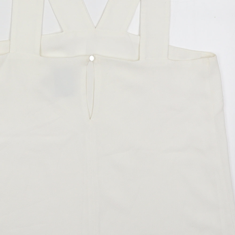 ASOS Womens White Polyester Basic Tank Size 12 V-Neck