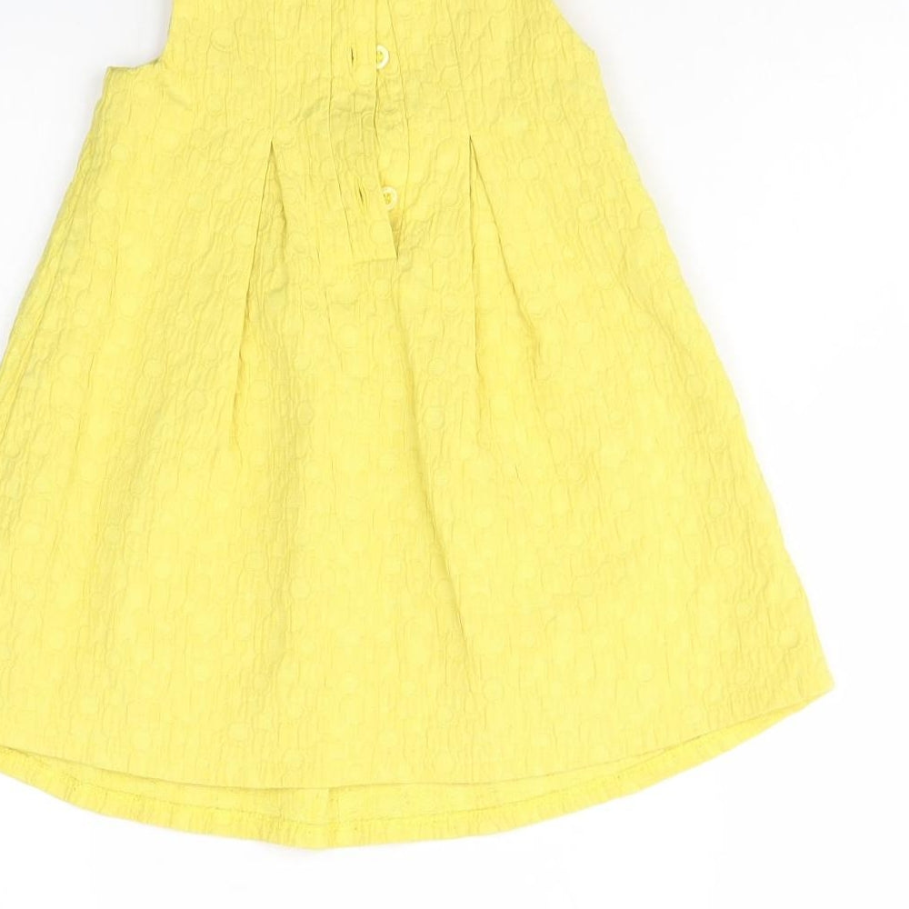 NEXT Girls Yellow Cotton Shift Size 12 Months Round Neck