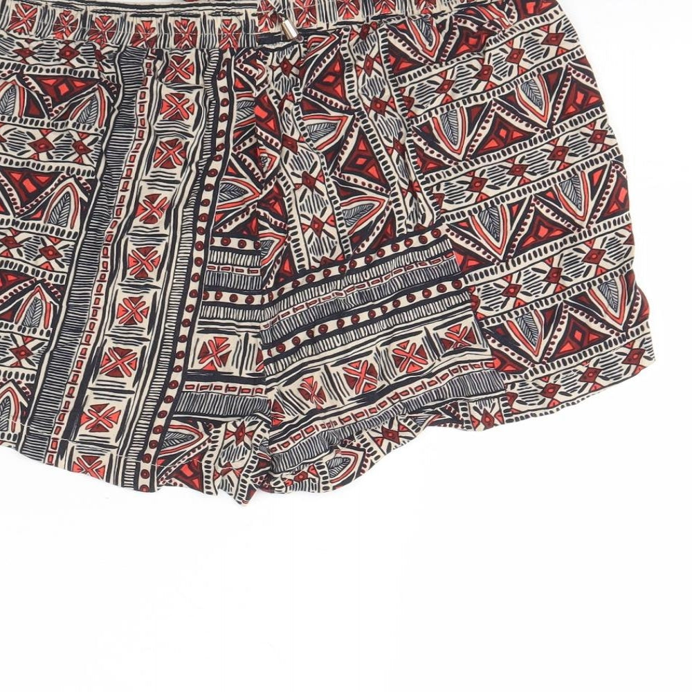 Atmosphere Womens Multicoloured Geometric Polyester Culotte Shorts Size 12 L3 in Regular Drawstring