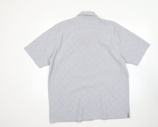 Mens UK Size L Lee Cooper Grey Button-Up Short Sleeve Casual Shirt