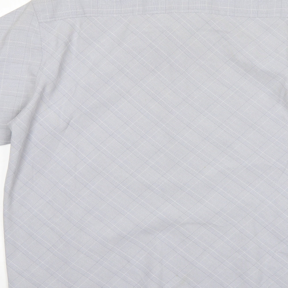 Mens UK Size L Lee Cooper Grey Button-Up Short Sleeve Casual Shirt