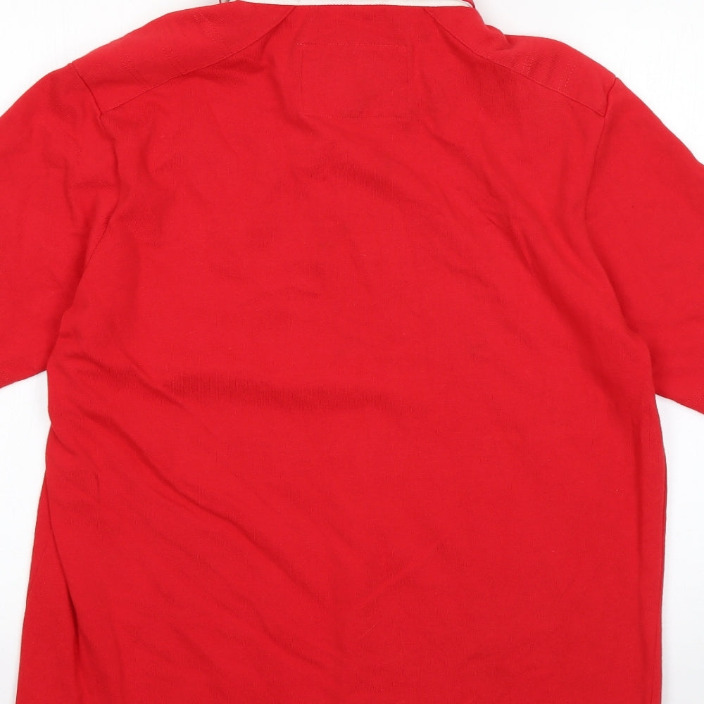 Wales Mens Red 100% Cotton Polo Size L Collared - wales