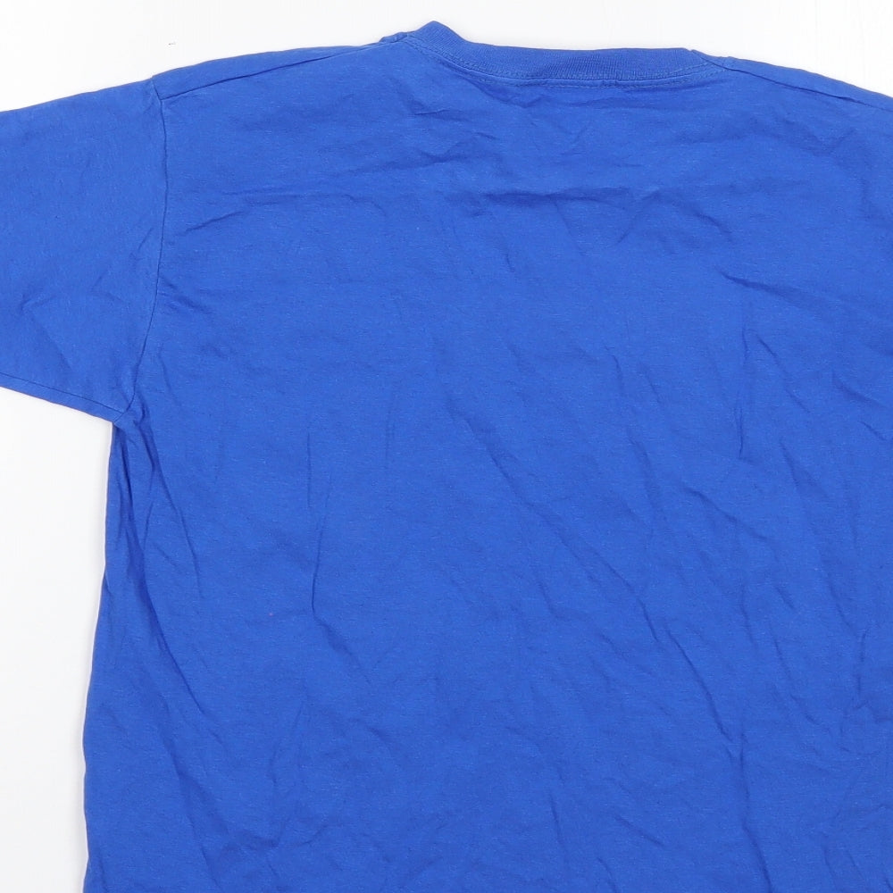 Fruit of the Loom Boys Blue 100% Cotton Basic T-Shirt Size 7-8 Years Round Neck - nhs