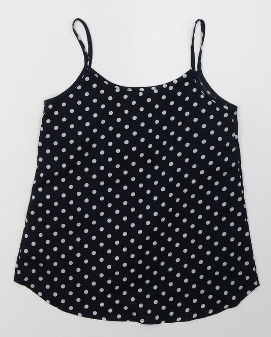 Primark Womens Blue Polka Dot Polyester Basic Tank Size 8 Scoop Neck