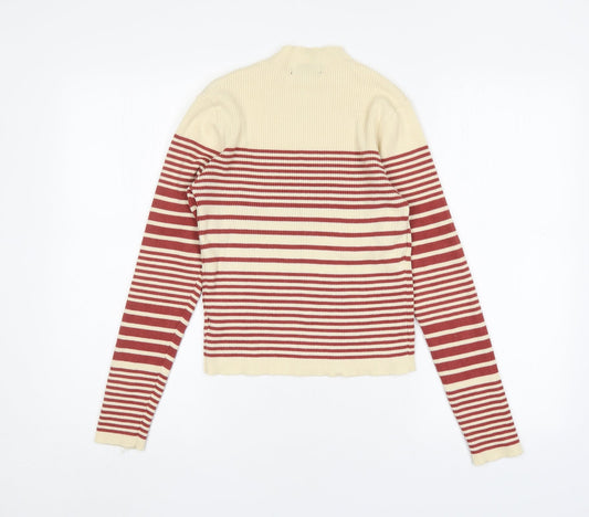 SheIn Womens Multicoloured Mock Neck Striped Nylon Pullover Jumper Size M