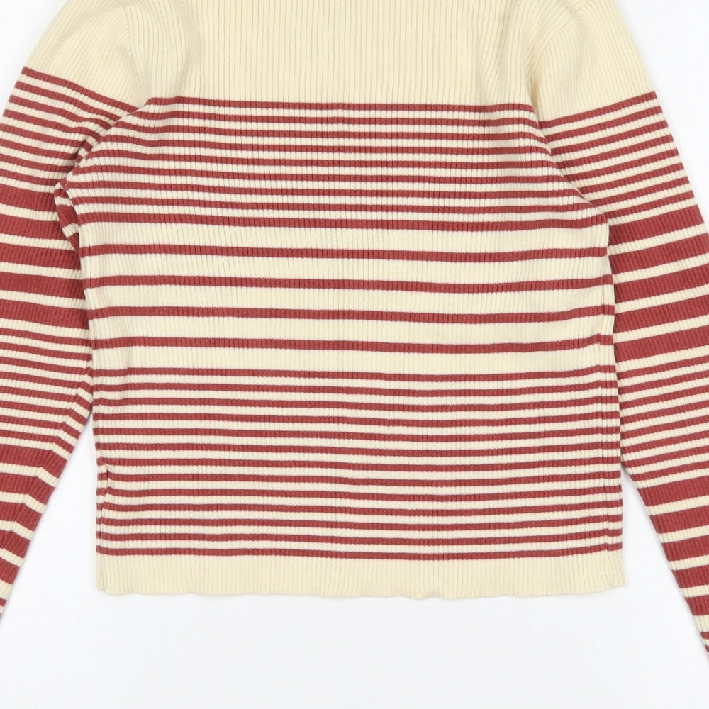 SheIn Womens Multicoloured Mock Neck Striped Nylon Pullover Jumper Size M
