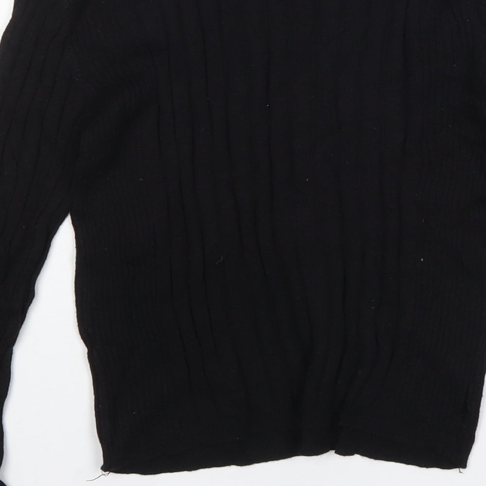 Bershka Womens Black Round Neck Cotton Pullover Jumper Size M