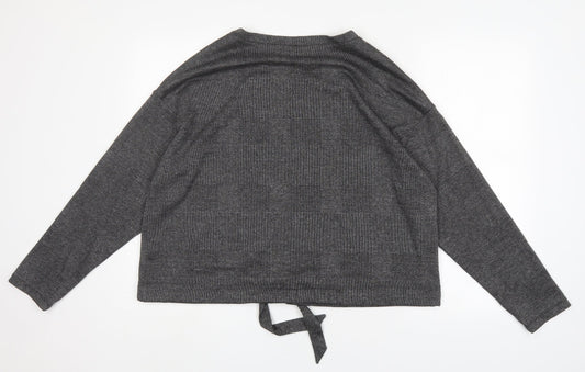Primark Womens Grey Round Neck Check Polyester Pullover Jumper Size 16