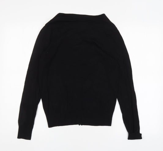 Kaleidoscope Womens Black Round Neck Viscose Cardigan Jumper Size 14