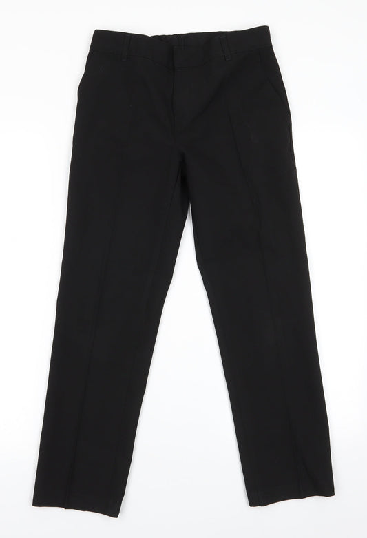 Marks and Spencer Boys Black Polyester Dress Pants Trousers Size 11-12 Years Regular Zip - Back Elastication