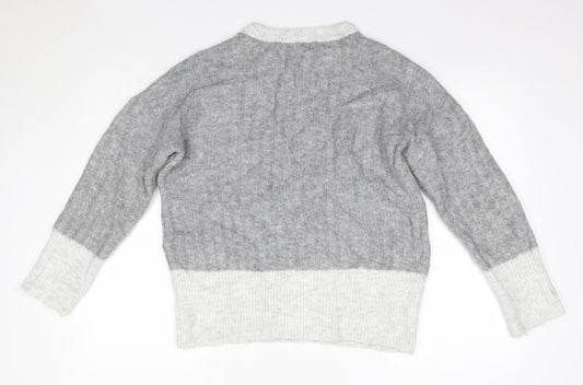 Primark Womens Grey Round Neck Acrylic Pullover Jumper Size M