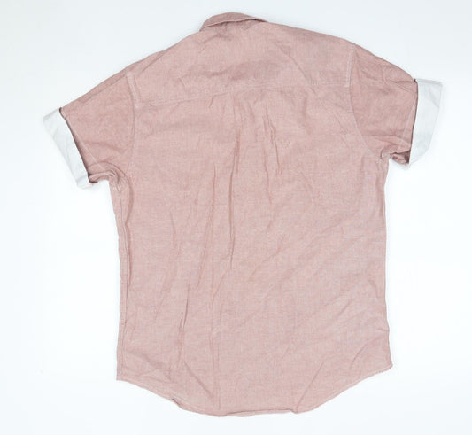 Topman Mens Pink Cotton Button-Up Size M Collared
