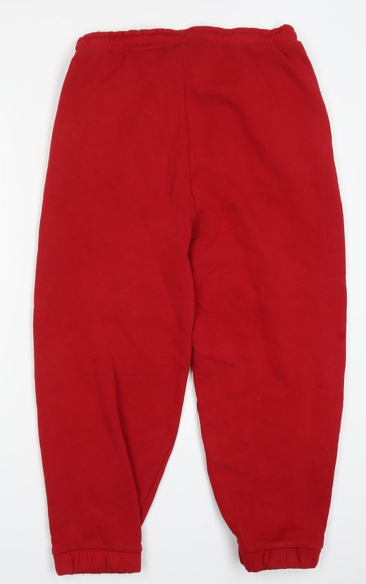 Primark Womens Red Cotton Sweatpants Trousers Size 12 L26 in Regular Drawstring - If You're Reading This Have a Great Day Give the World Good Energy