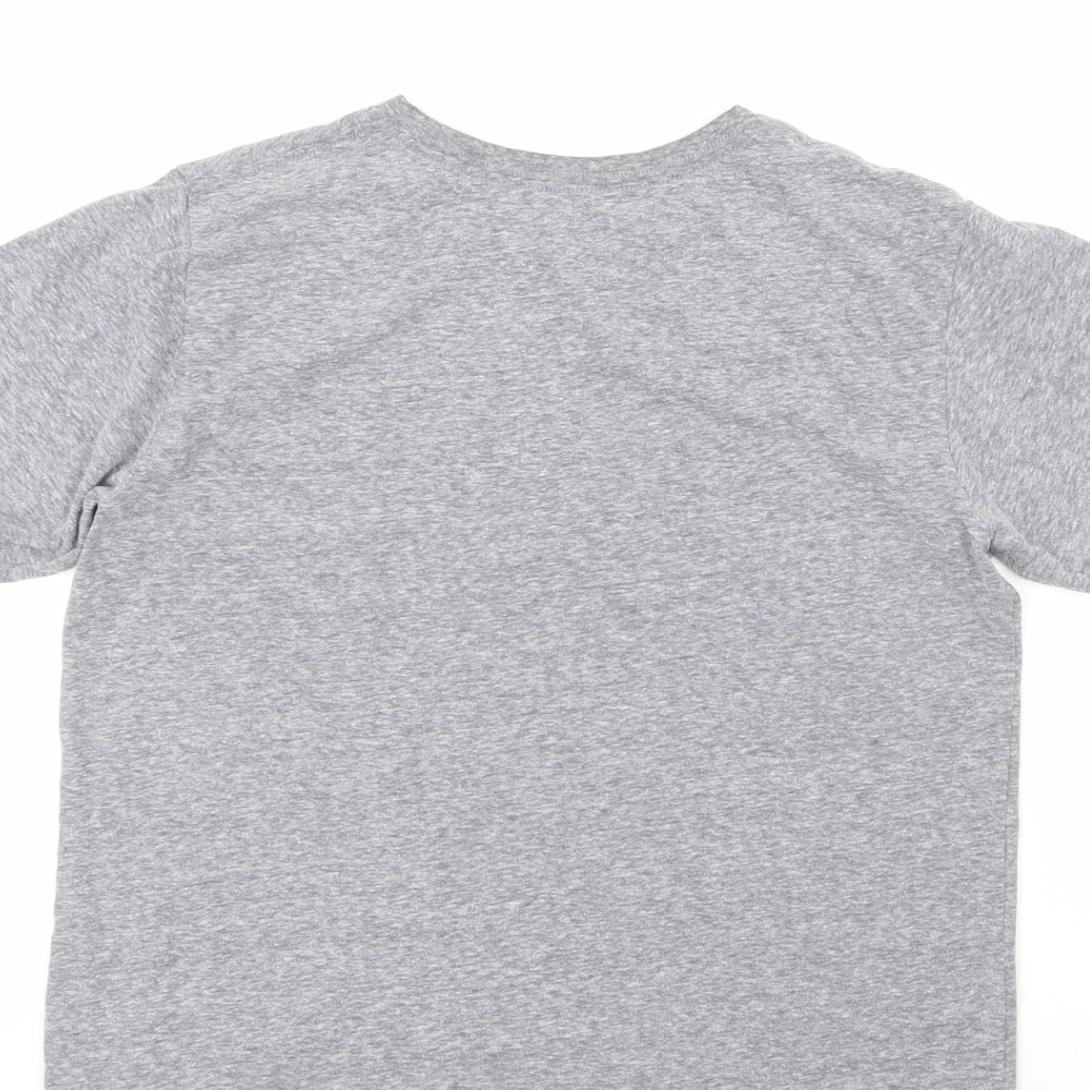 the children's place Girls Grey Geometric Cotton Basic T-Shirt Size 14 Years Round Neck