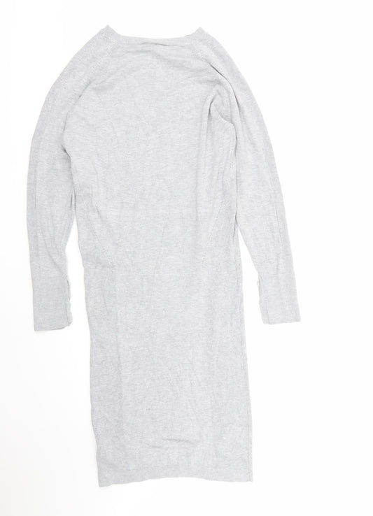 Mamalicious Womens Grey Viscose Jumper Dress Size L Round Neck