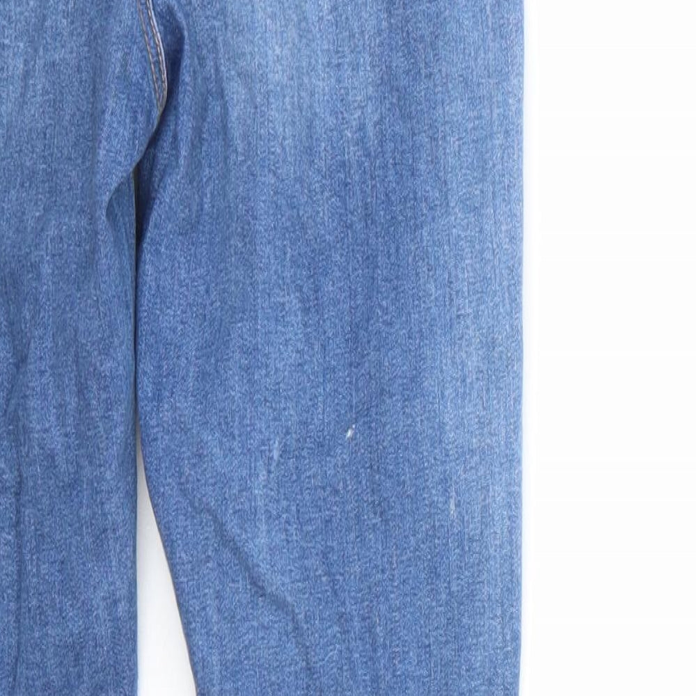 Brand and care label for Denim & Co. women’s blue cotton skinny jeans, size UK 10, 26-inch leg regular