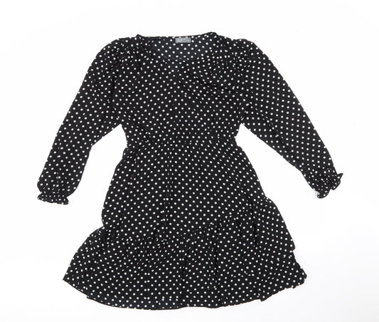 Additional front view of Matalan women’s multicoloured polka dot polyester fit & flare, size UK 10, v-neck