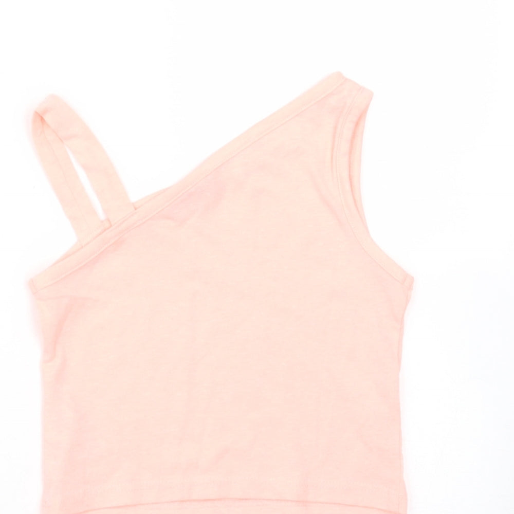 Matalan Girls Orange Cotton Basic T-Shirt Size 4 Years One Shoulder