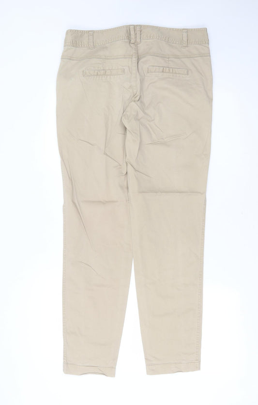 New Look Womens Beige Cotton Trousers Size 14 L31 in Slim