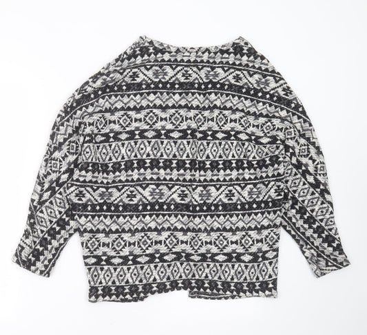 Primark Womens Black V-Neck Geometric Cotton Cardigan Jumper Size M