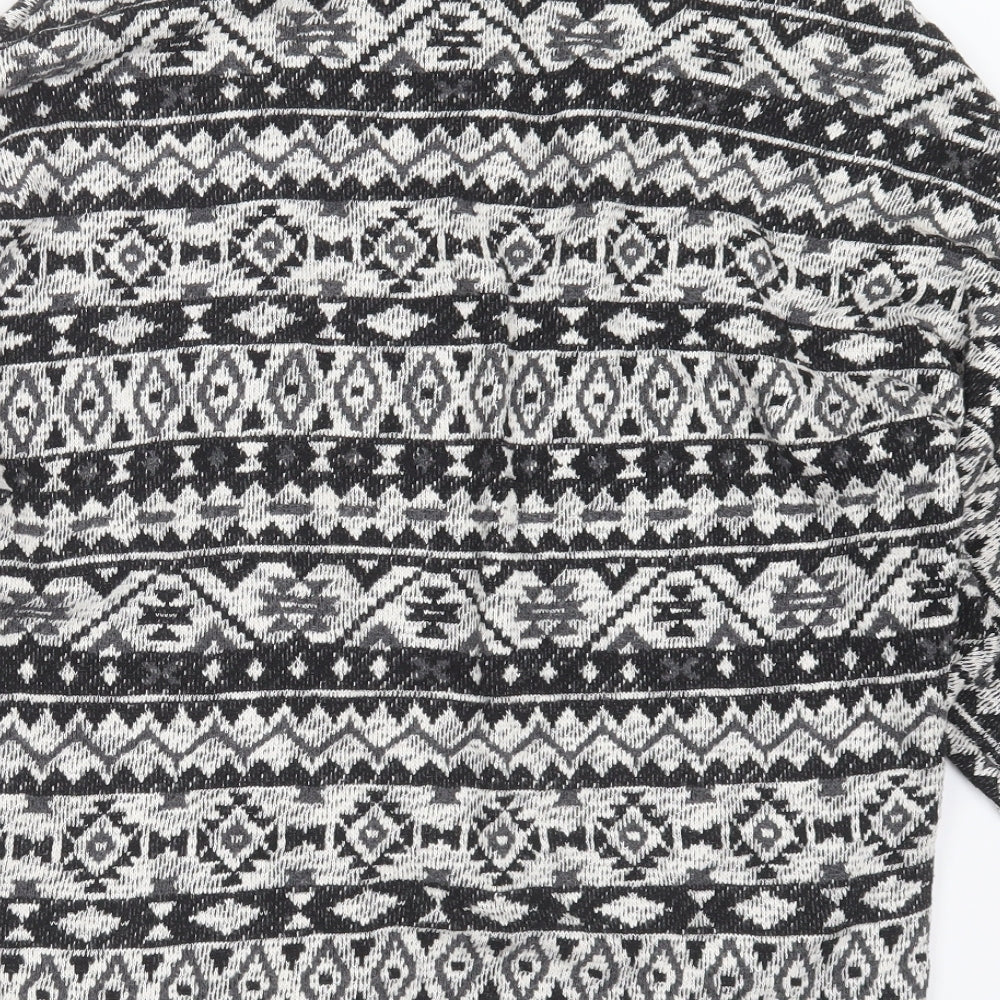 Primark Womens Black V-Neck Geometric Cotton Cardigan Jumper Size M