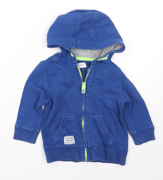 F&F Boys Blue Cotton Full Zip Jumper Size 12-18 Months Zip