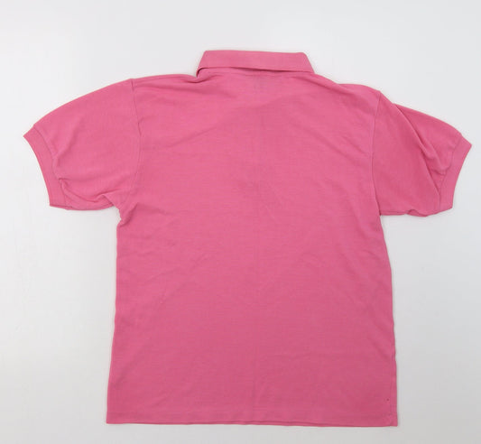 Casual Club Womens Pink Polyester Basic Polo Size S Collared