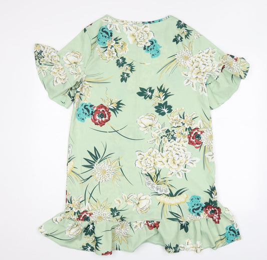 Preworn Womens Multicoloured Floral Polyester A-Line Size XL Round Neck