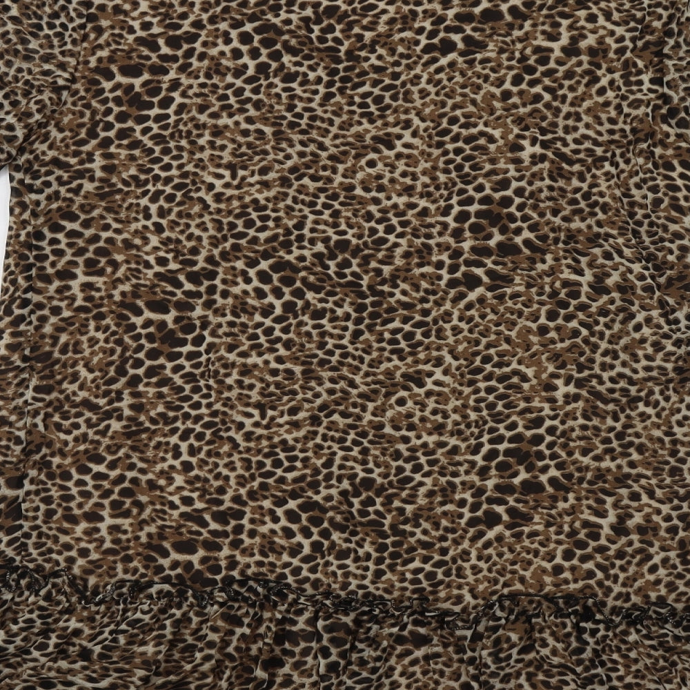 Missg Womens Beige Animal Print Polyester Shift Size 10 V-Neck