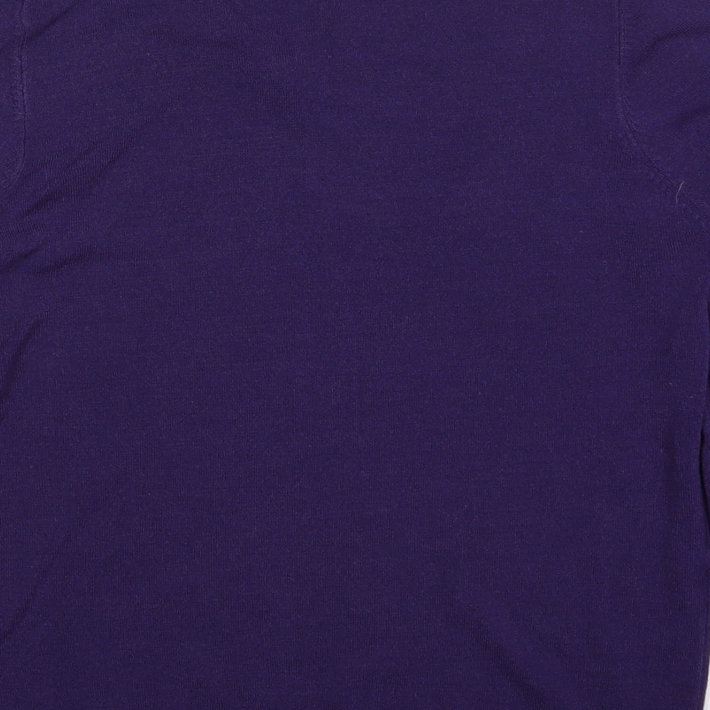 Marks and Spencer Mens Purple V-Neck Acrylic Pullover Jumper Size S