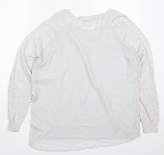 George Womens Grey Round Neck Polyester Pullover Jumper Size 16