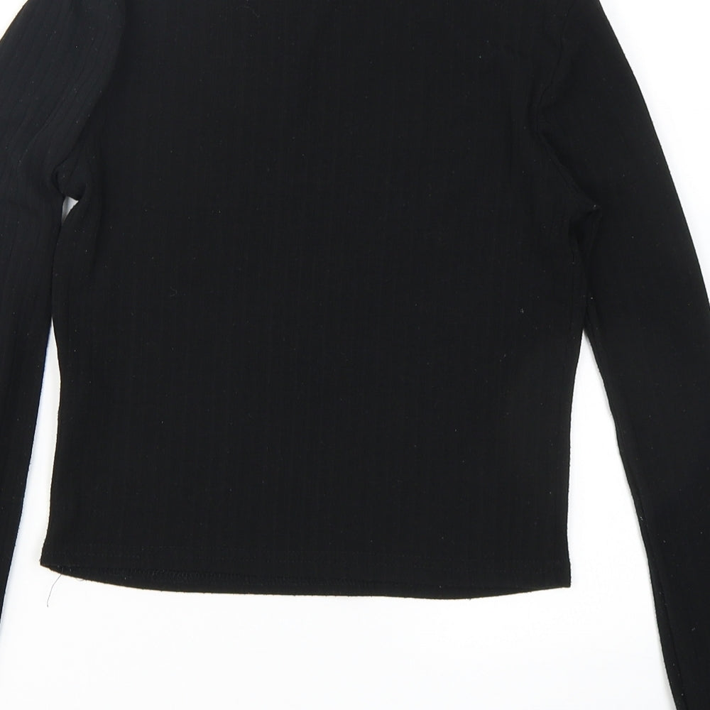 915 Generation Girls Black Polyester Cropped T-Shirt Size 12-13 Years Crew Neck