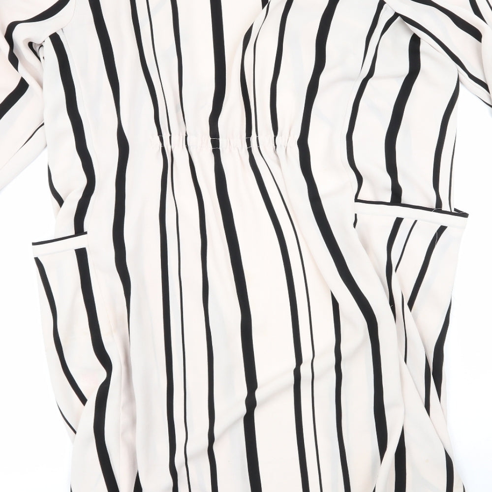 walis Womens Multicoloured Round Neck Striped Polyester Cardigan Jumper Size 12